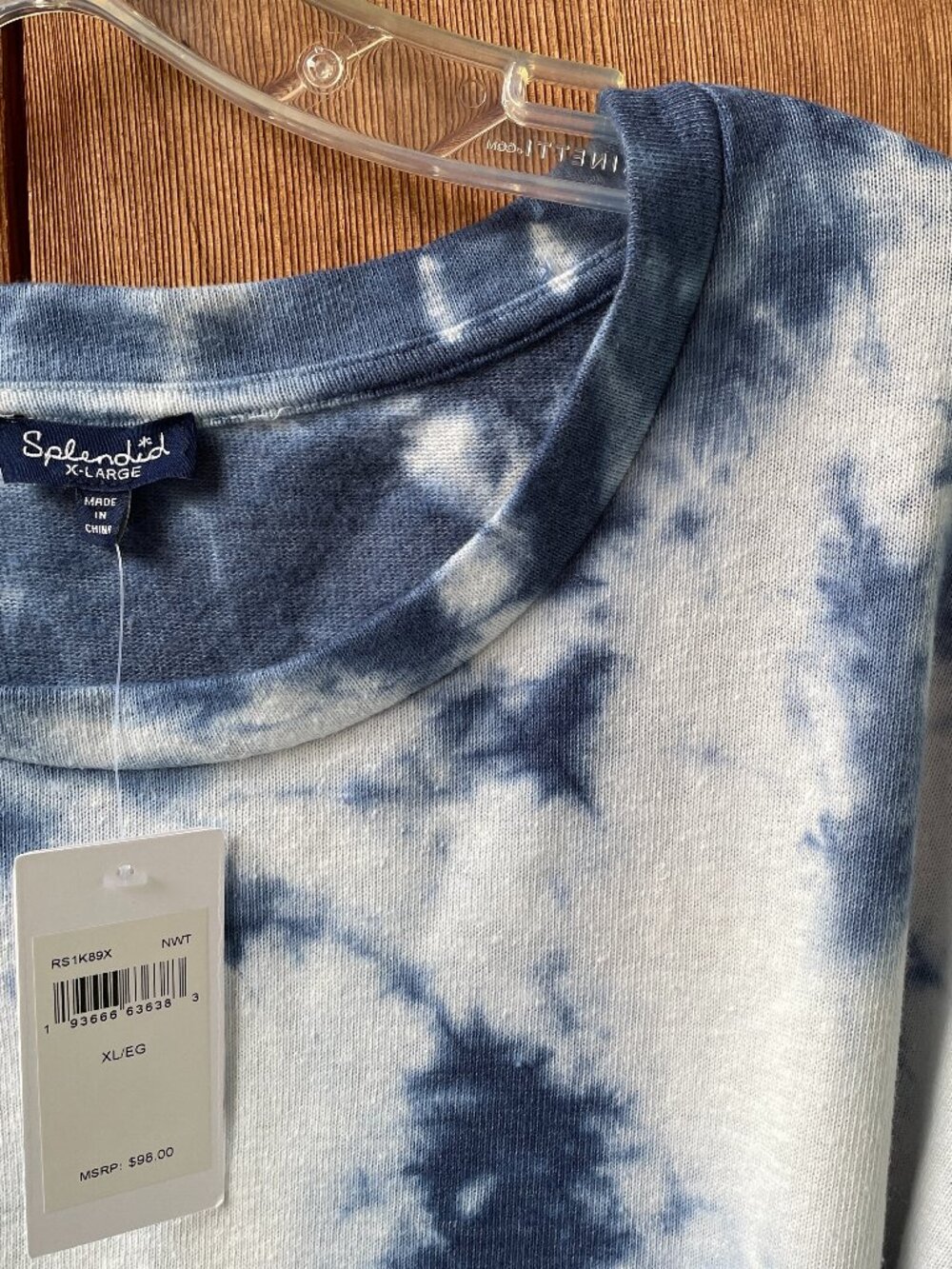 NWT Splendid Blue and White Tie Dye Sweatshirt for Anthropologie Women's X-Large - Picture 5 of 9